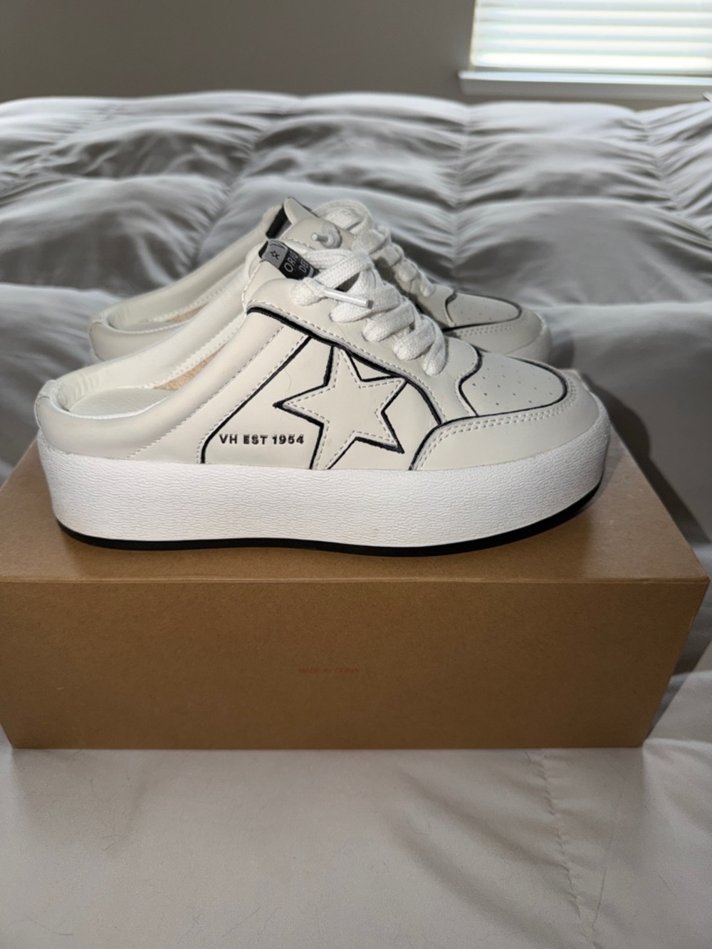 White Platform Star Lace-Up Sneakers